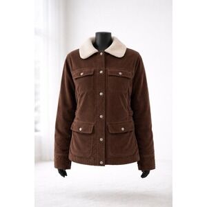 Columbia Brown Corduroy Sherpa Lined Jacket Women's Small Insulated